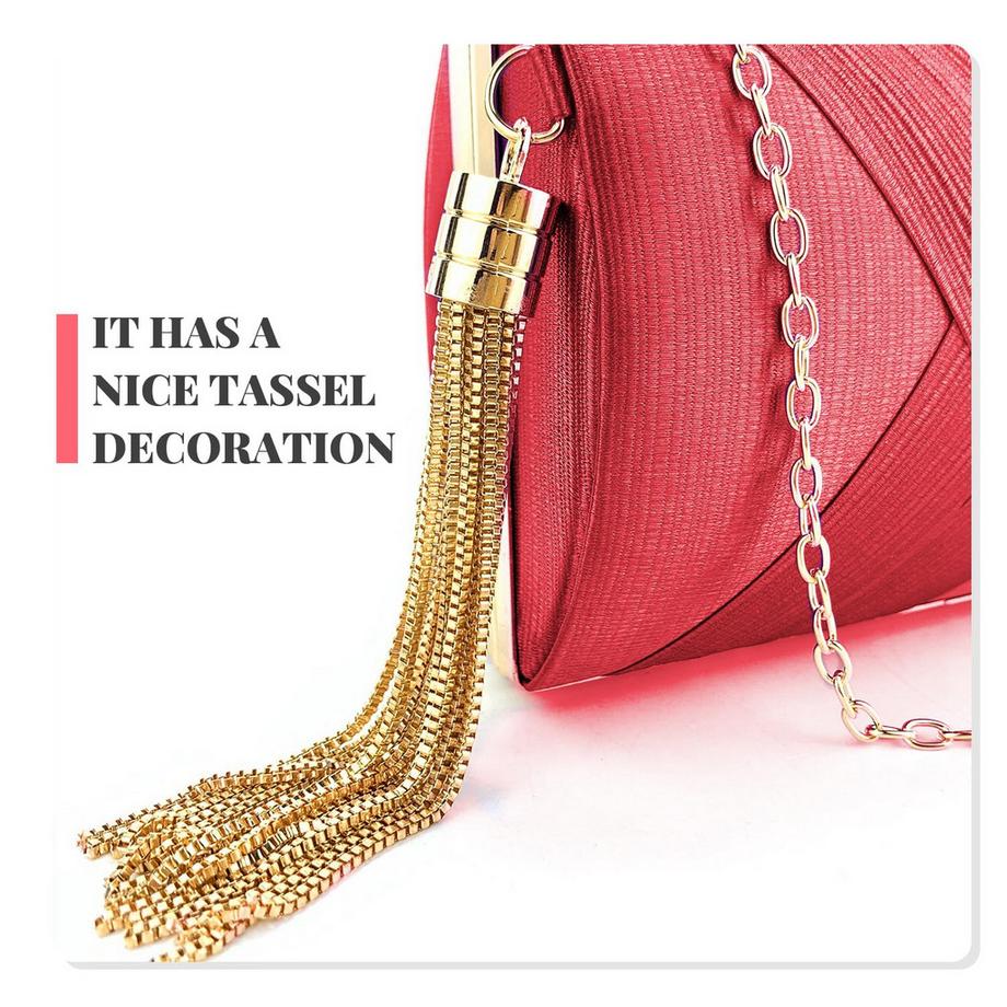 Only-bags.store Pochette de Soirée en Satin Pendentif Gland  