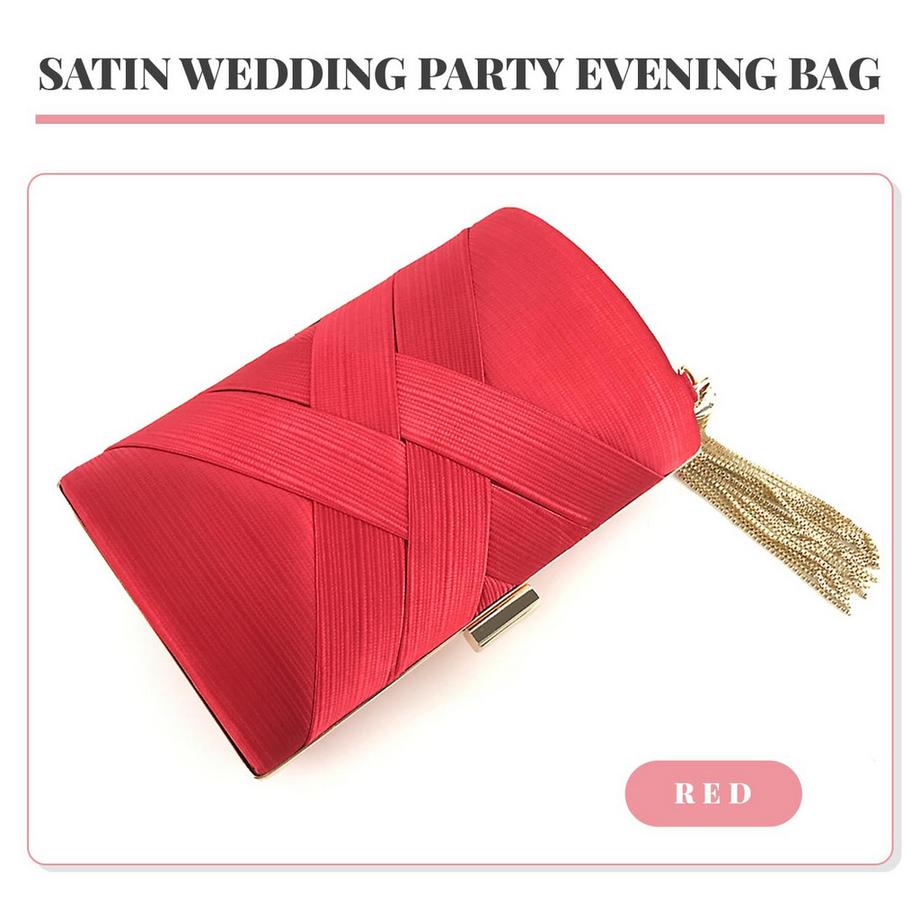 Only-bags.store Pochette de Soirée en Satin Pendentif Gland  