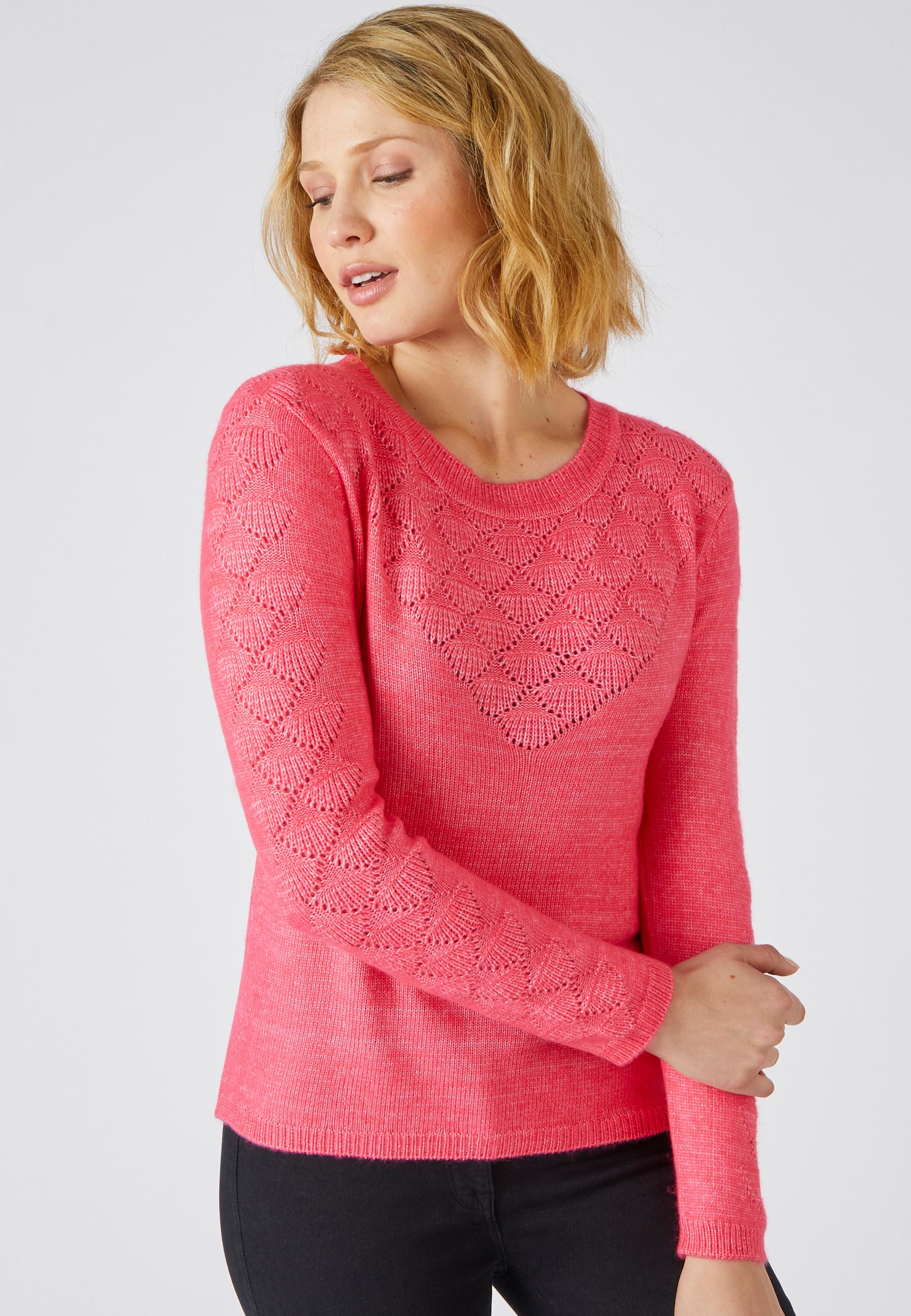 Image of Ajour-pullover In Wellenoptik. Damen Rot 46/48