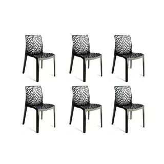 Lot de 6 chaises DIADEME - Polycarbonate - Cristal