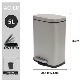 spirella Poubelle à pédale Acier AKIRA 5L Taupe Mat  