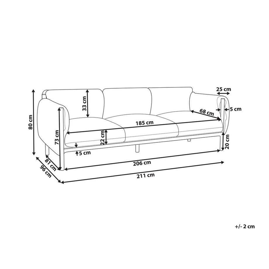 Beliani Canapé 3 places en Aluminium Moderne ESPERIA  