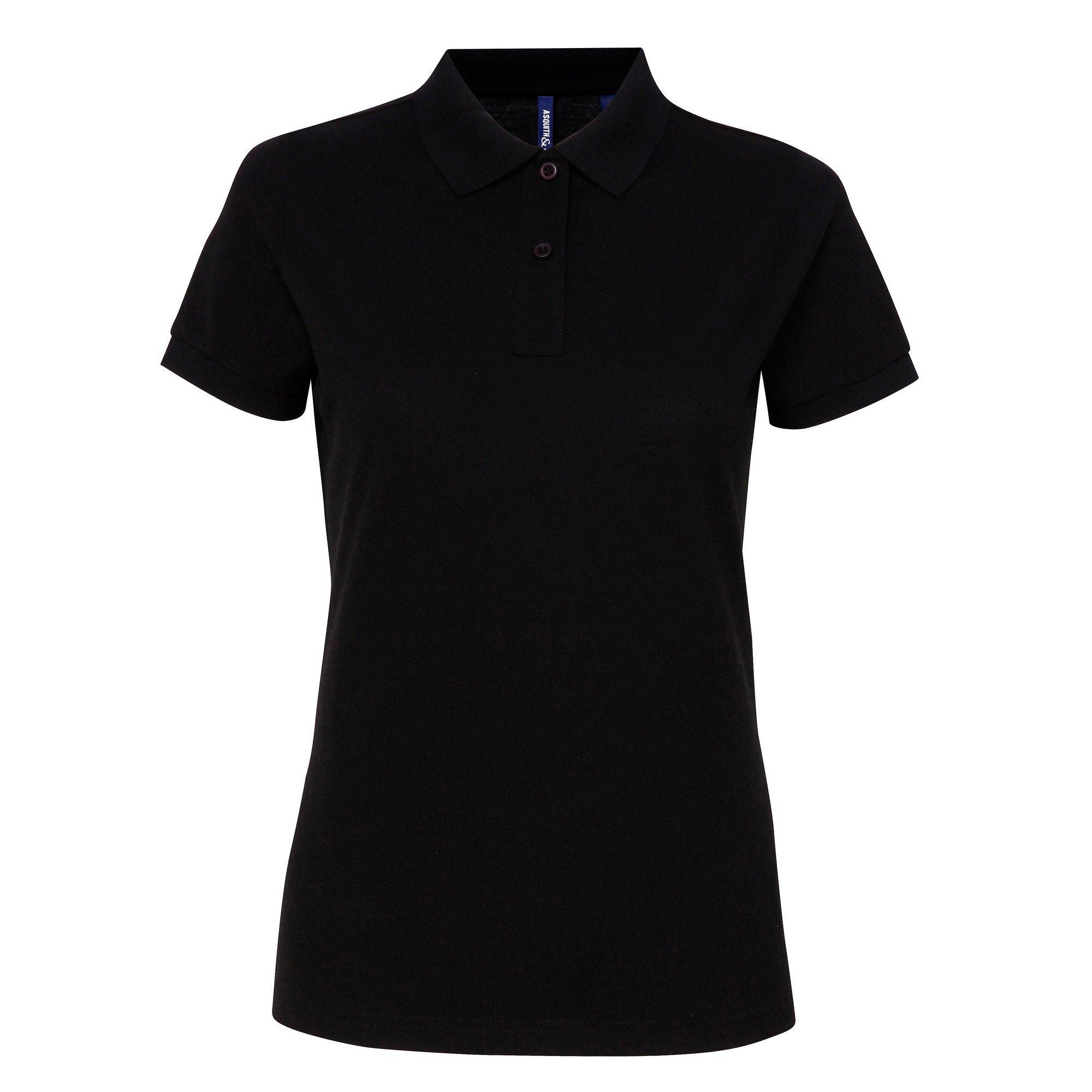 Image of Kurzarm Performance Blend Polo Shirt Damen Schwarz XL