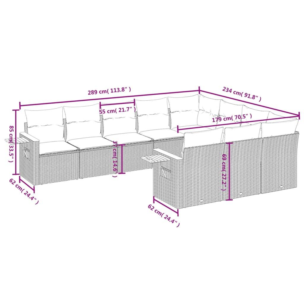 VidaXL Ensemble de canapés de jardin rotin synthétique  