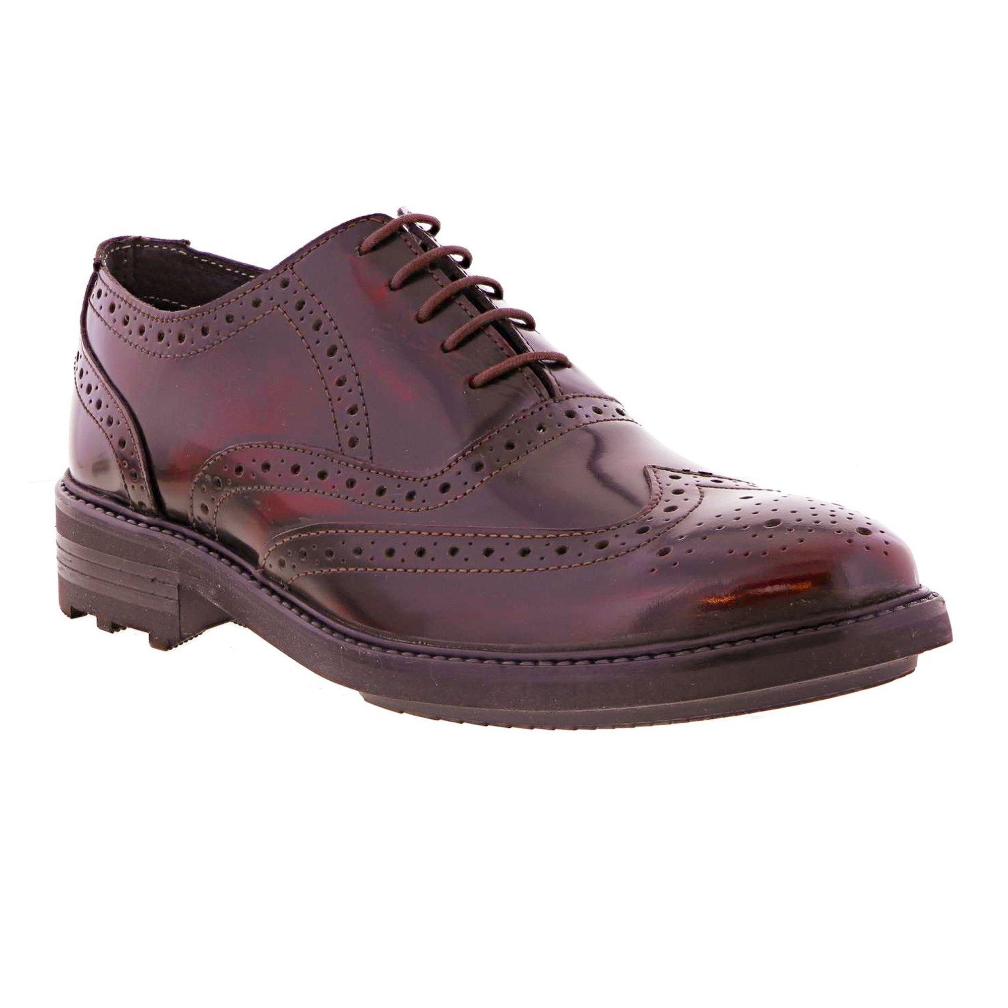 Image of Lederschnürhalbschuhe Mit Lochmuster Herren Bordeaux 39.5