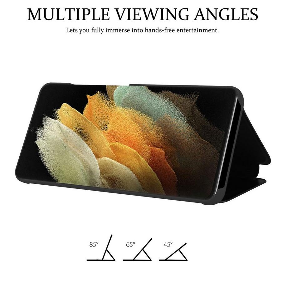 Cadorabo  Housse compatible avec Samsung Galaxy S21 ULTRA - Clear View étui de protection miroir avec fonction de support Protection à 360 degrés 