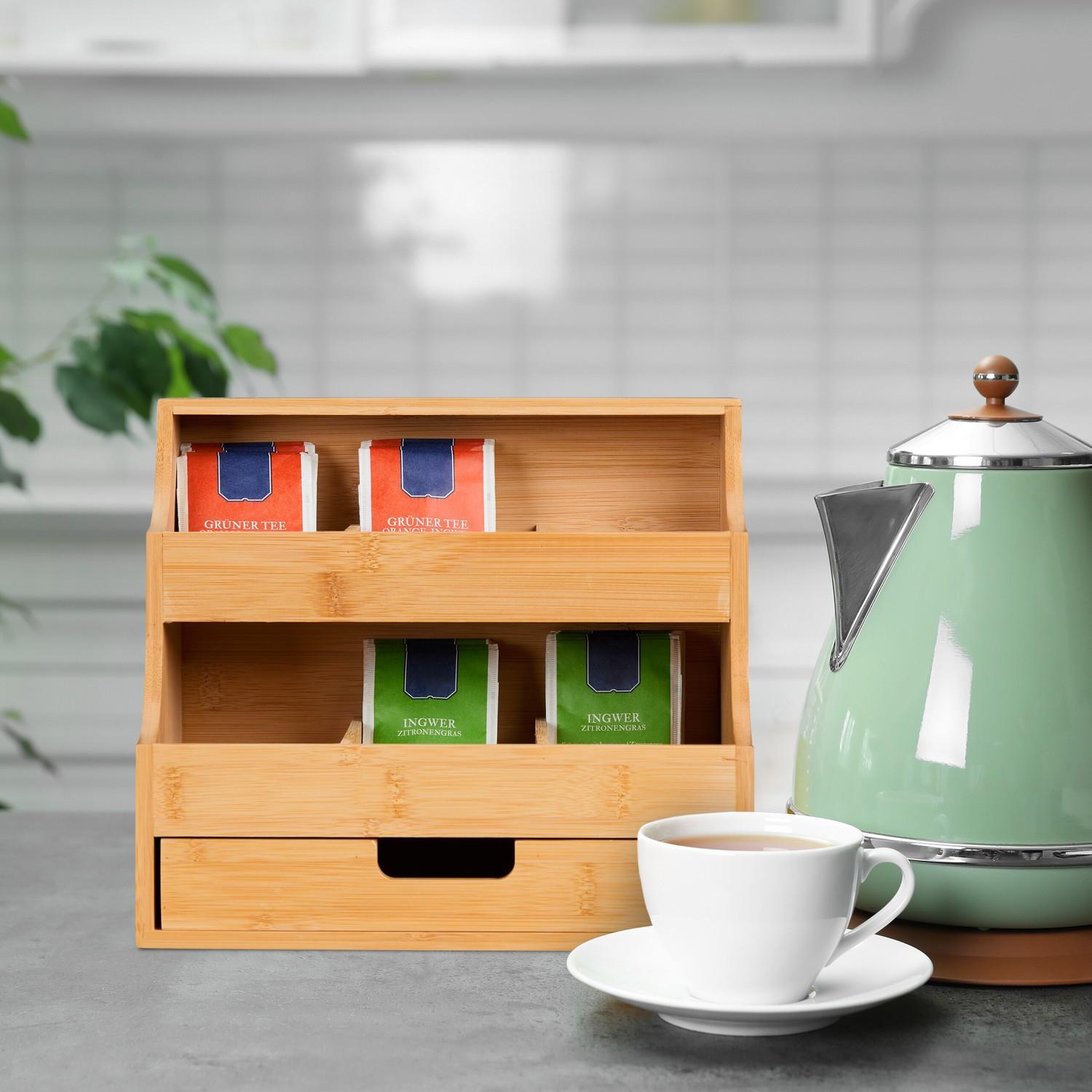 Northix Porta tè con cassetto 9 scomparti  