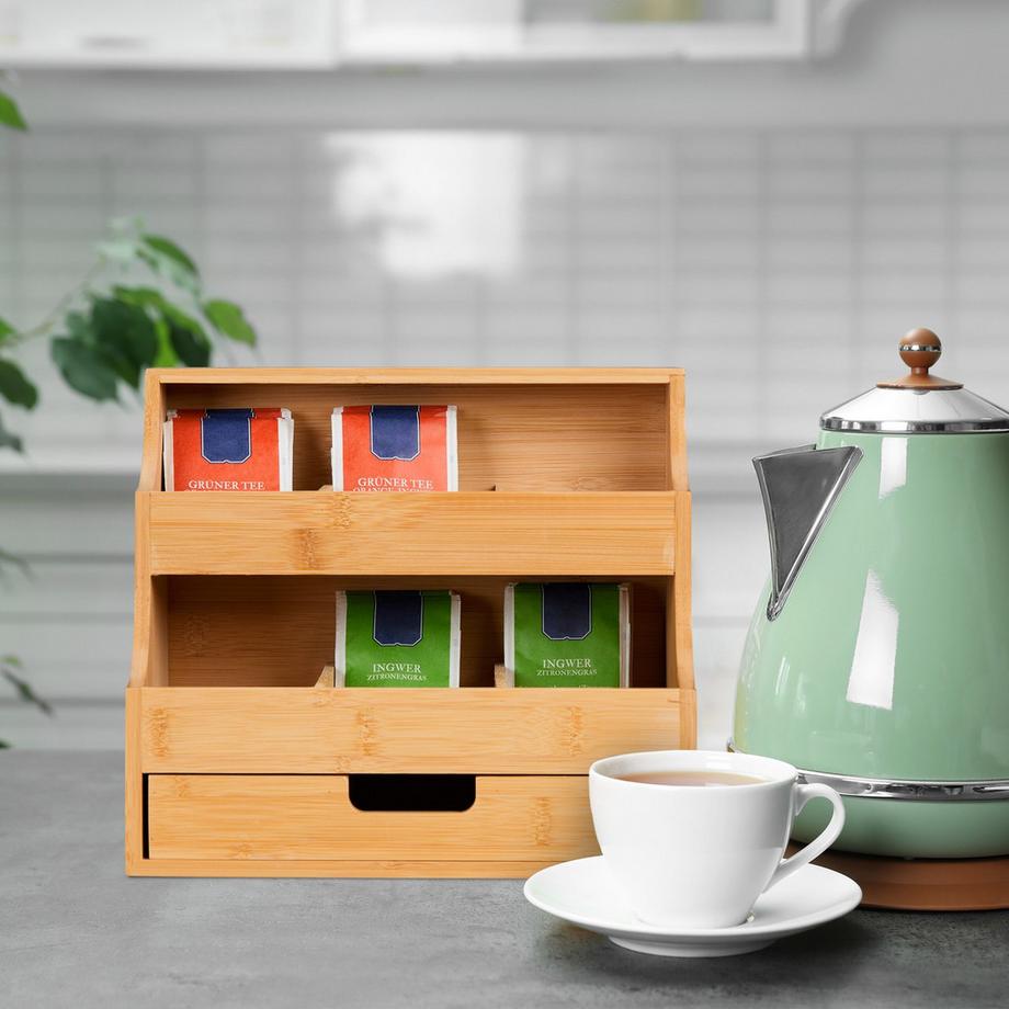 Northix Porta tè con cassetto 9 scomparti  