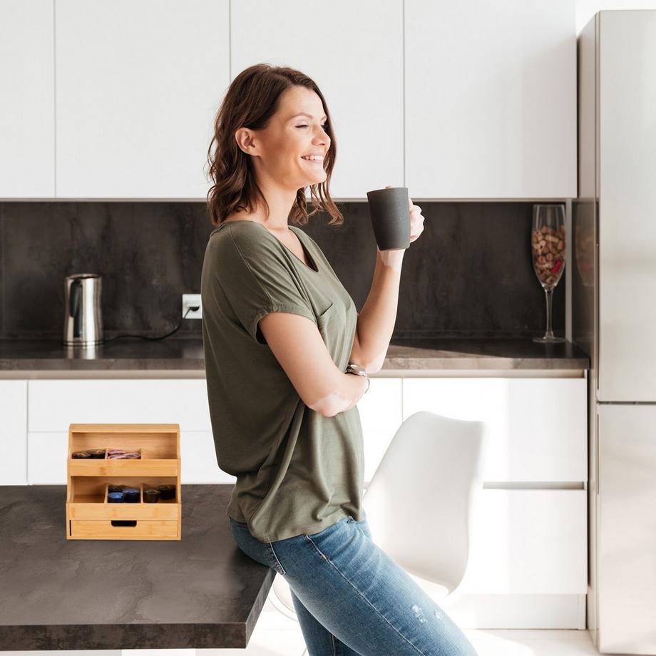 Northix Porta tè con cassetto 9 scomparti  