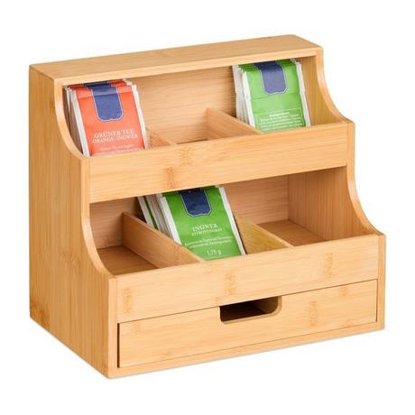 Northix Porta tè con cassetto 9 scomparti  