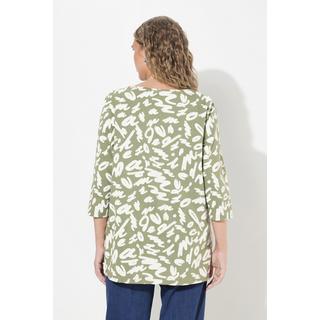 Ulla Popken  Shirt, A-Linie, Zierfalten, Carree-Ausschnitt, 3/4-Arm 