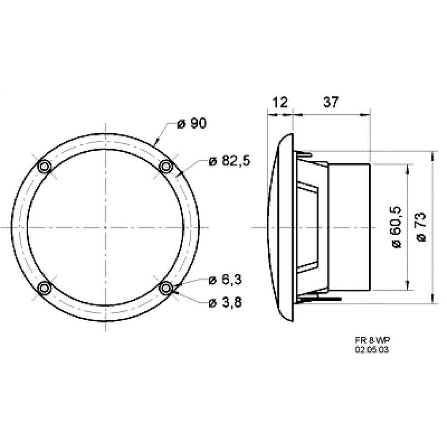 Nedis  FR 8 WP - 4 ohm (bianco) - Altoparlanti per il registro completo resistente all'acqua salata da 8 cm (3,3 ") 
