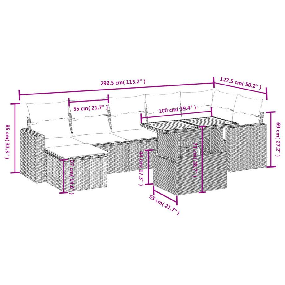 VidaXL Garten sofagarnitur poly-rattan  