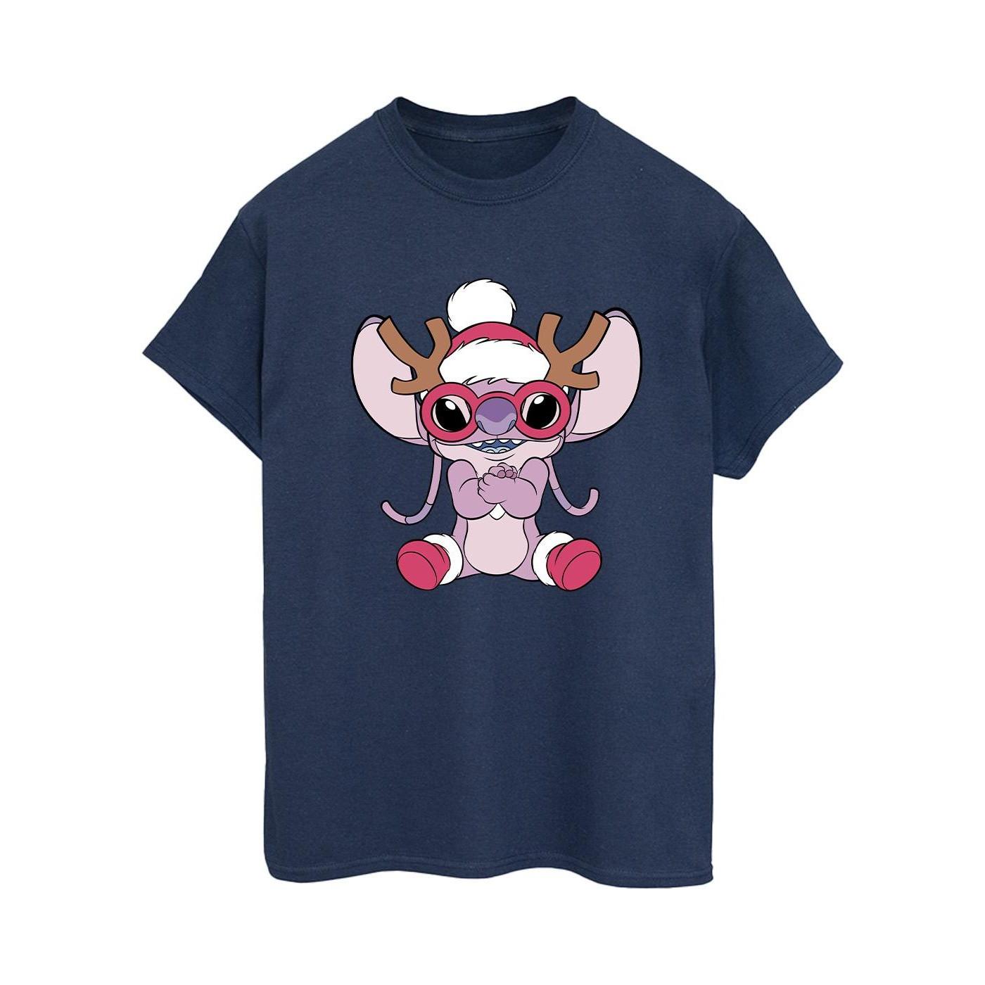 Image of Lilo & Stitch Angel Reindeer Tshirt Damen Marine S