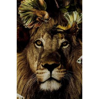 KARE Design Glasbild Curious Lion rund 100  