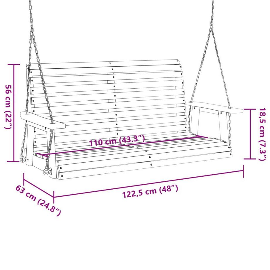 VidaXL Banc de balançoire de jardin bois  