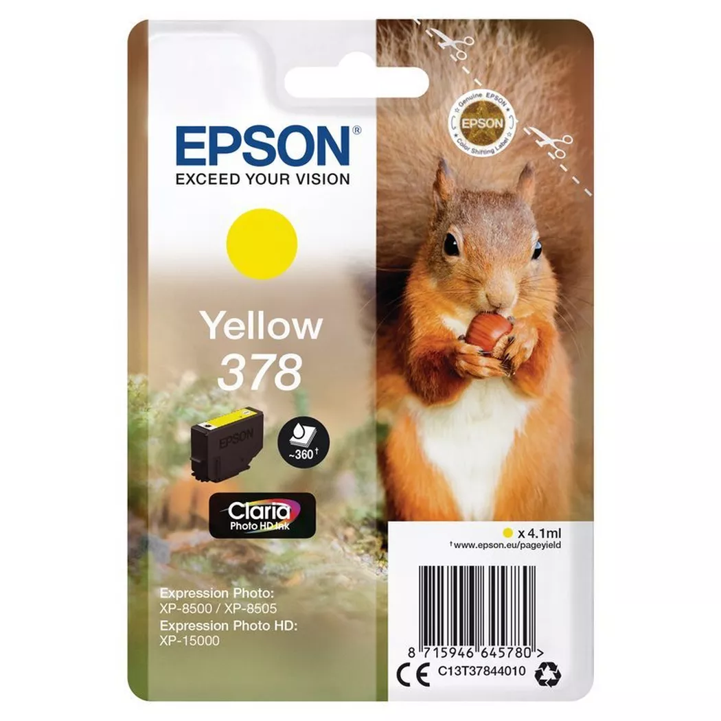 Epson – Tintenpatrone 378 yellow T378440 XP-8500/8505/15000 360 Seiten, Gelb Bunt, One Size