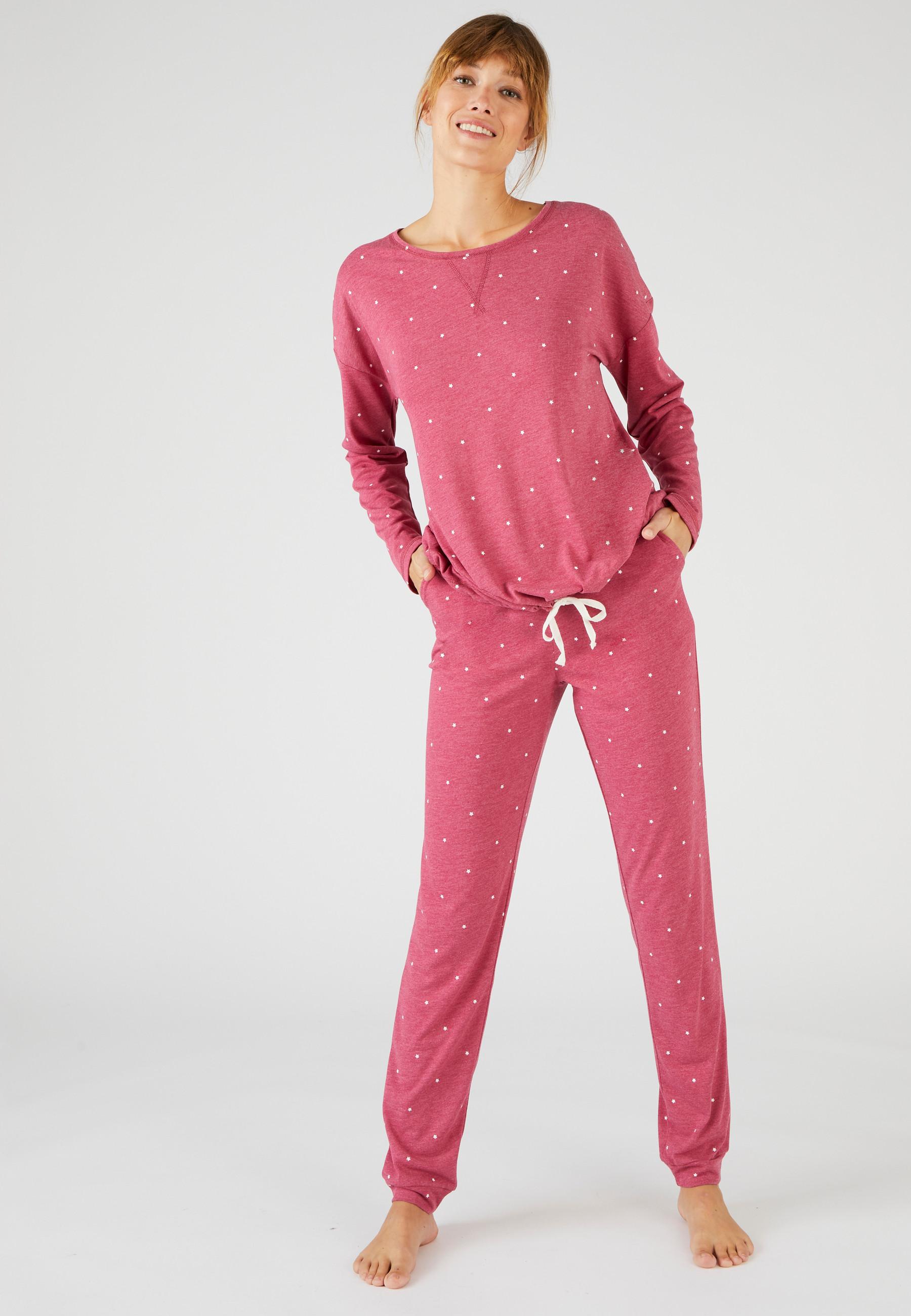 Image of Pyjama Aus Thermolactyl-jersey Mit Sternenprint. Unisex Rot 42/44