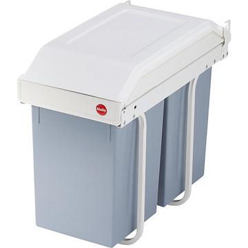 Sistema a incasso per la raccolta differenziata Multi-Box duo L, 2 x 14 l, estraibile e pronto per essere riempito.