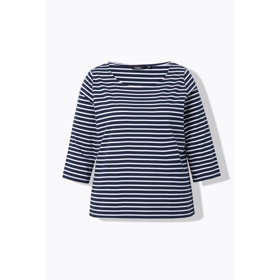 Ulla Popken T-shirt rayé Classic Col rond Manches 3/4  