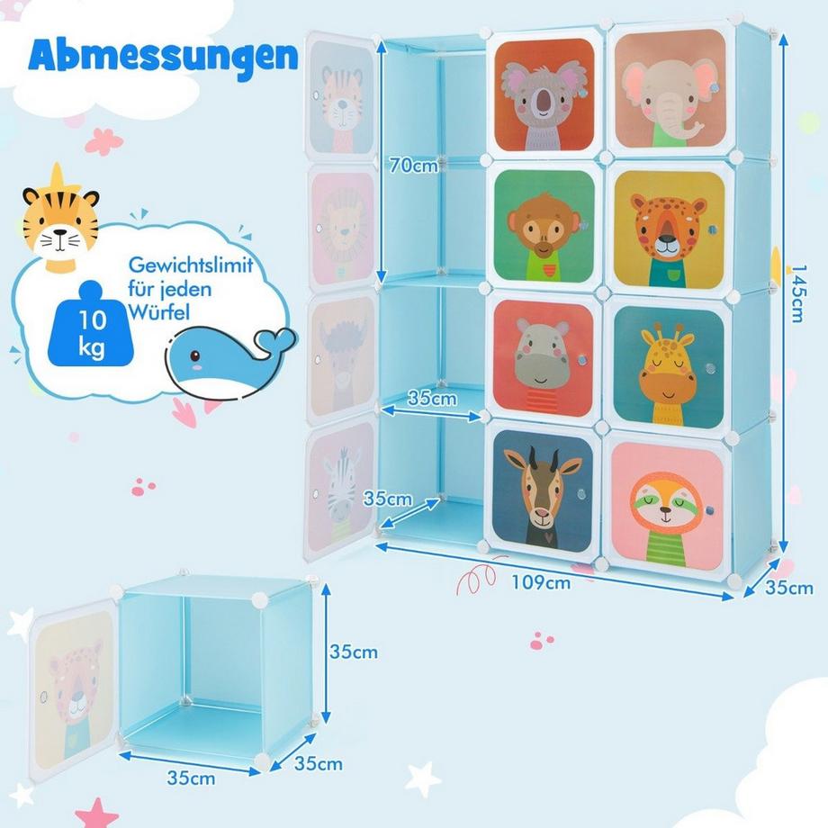 Northix Kindergarderobe mit 12 Würfeln  