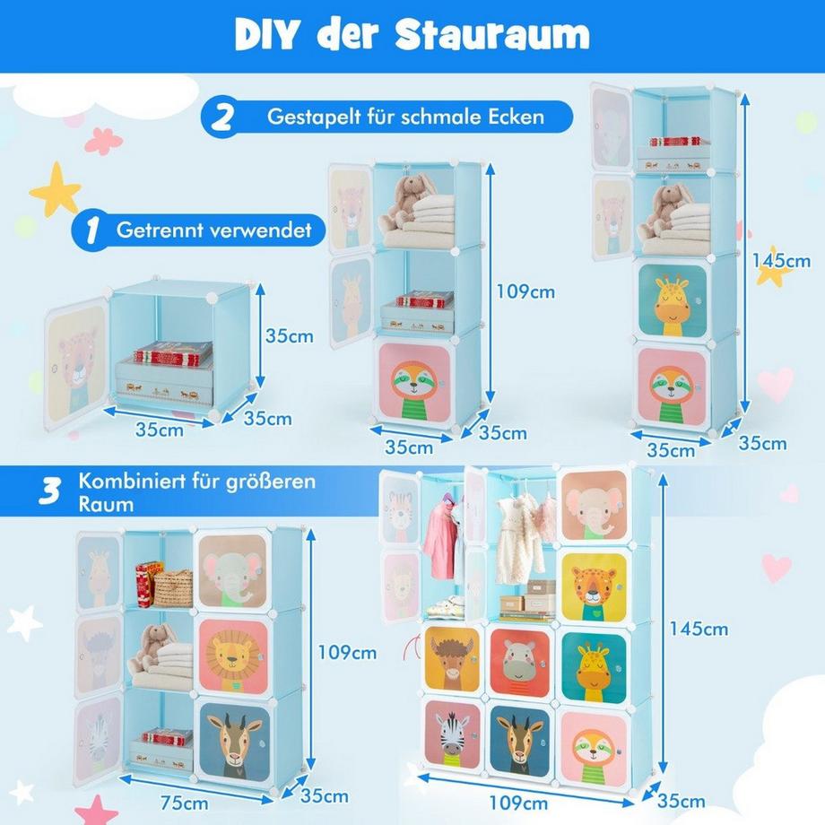 Northix Kindergarderobe mit 12 Würfeln  