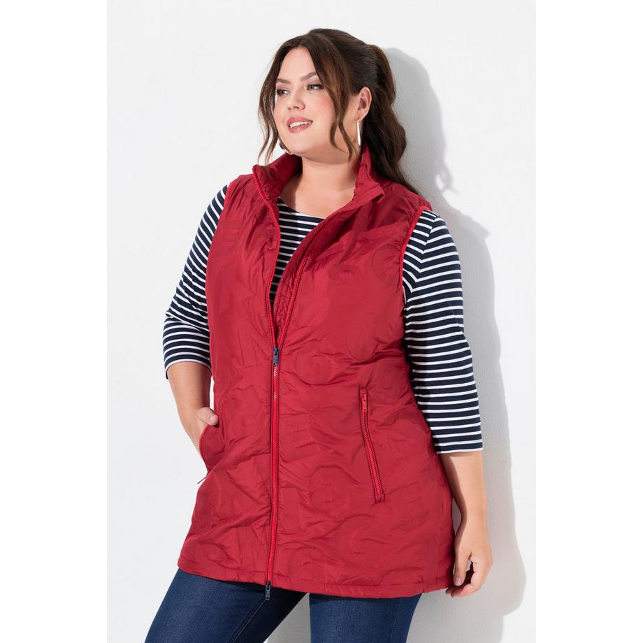 Ulla Popken Gilet Déperlant Col Montant avec Fermeture Éclair à Double Sens  