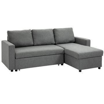 Canapé D'Angle Avec Fonction Couchage, Espace De Rangement, Canapé D'Angle Avec Coffre De Lit, Méridienne, Canapé En Tissu, Forme L, Touche Lin, Gris Clair 211,5 X 146 X 85 Cm