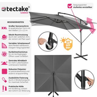 Tectake Parasol Apollon avec manivelle 2,5 x 2,5 m  