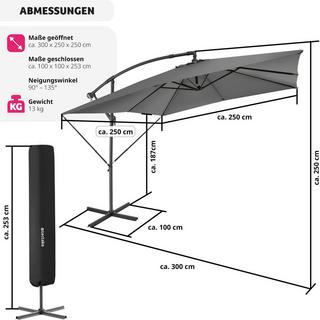 Tectake Ombrellone Apollon con manovella 2,5 x 2,5 m  