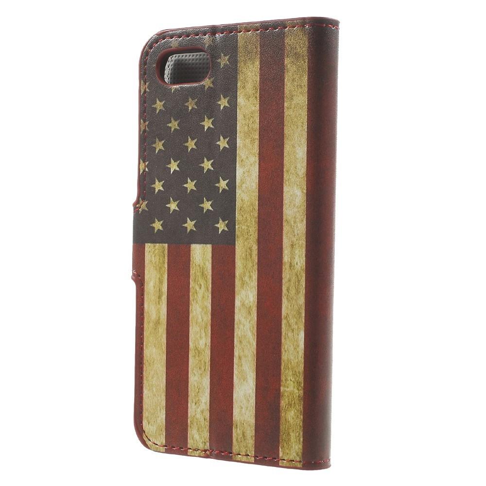 Cover-Discount  iPhone SE / 8 / 7 - Leder Hülle Kartenfach US Flagge 