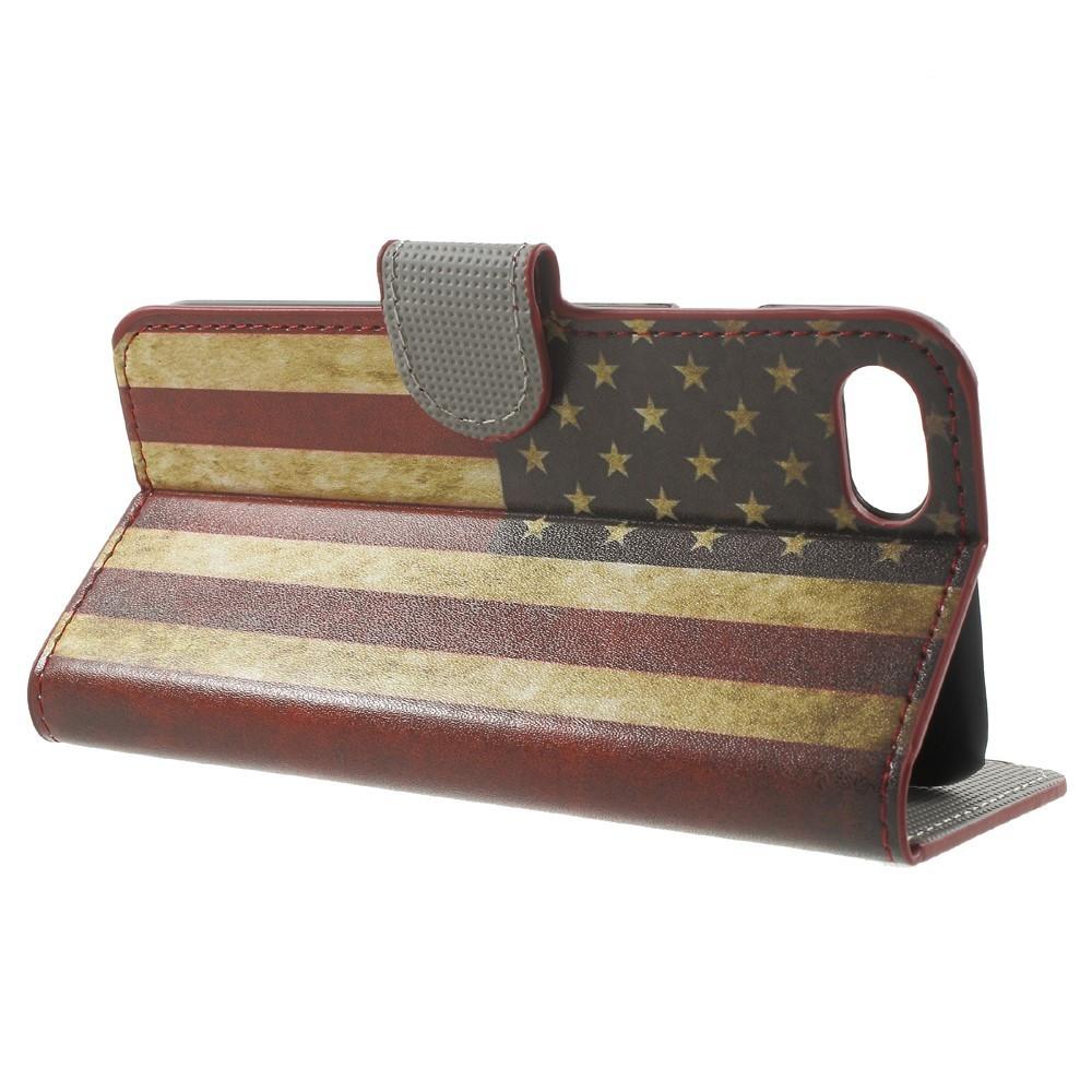 Cover-Discount  iPhone SE / 8 / 7 - Leder Hülle Kartenfach US Flagge 