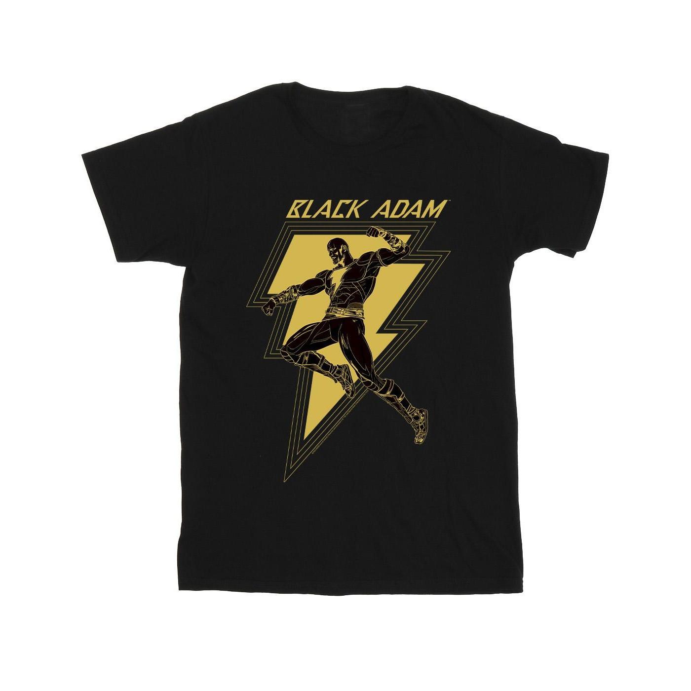 Image of Black Adam Golden Bolt Chest Tshirt Mädchen Schwarz 140/146