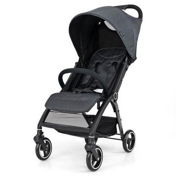 Einhändig Klappbare Kinderwagen mit Verstellbarer Rückenlehne & Verdeck Reisebuggy Grau