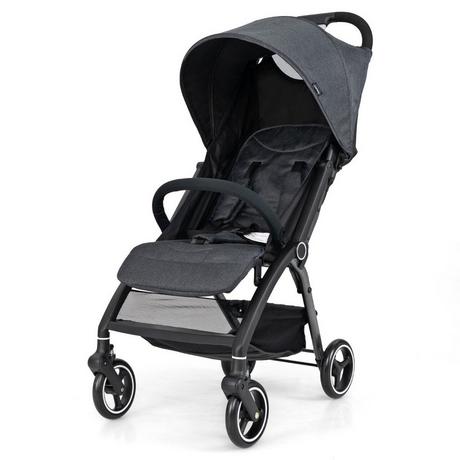 Northix  Einhändig Klappbare Kinderwagen mit Verstellbarer Rückenlehne & Verdeck Reisebuggy Grau 
