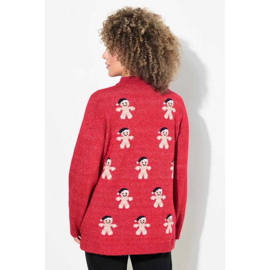 Ulla Popken Maglione Omino Pan di Zenzero Collo Alto Maniche Lunghe  