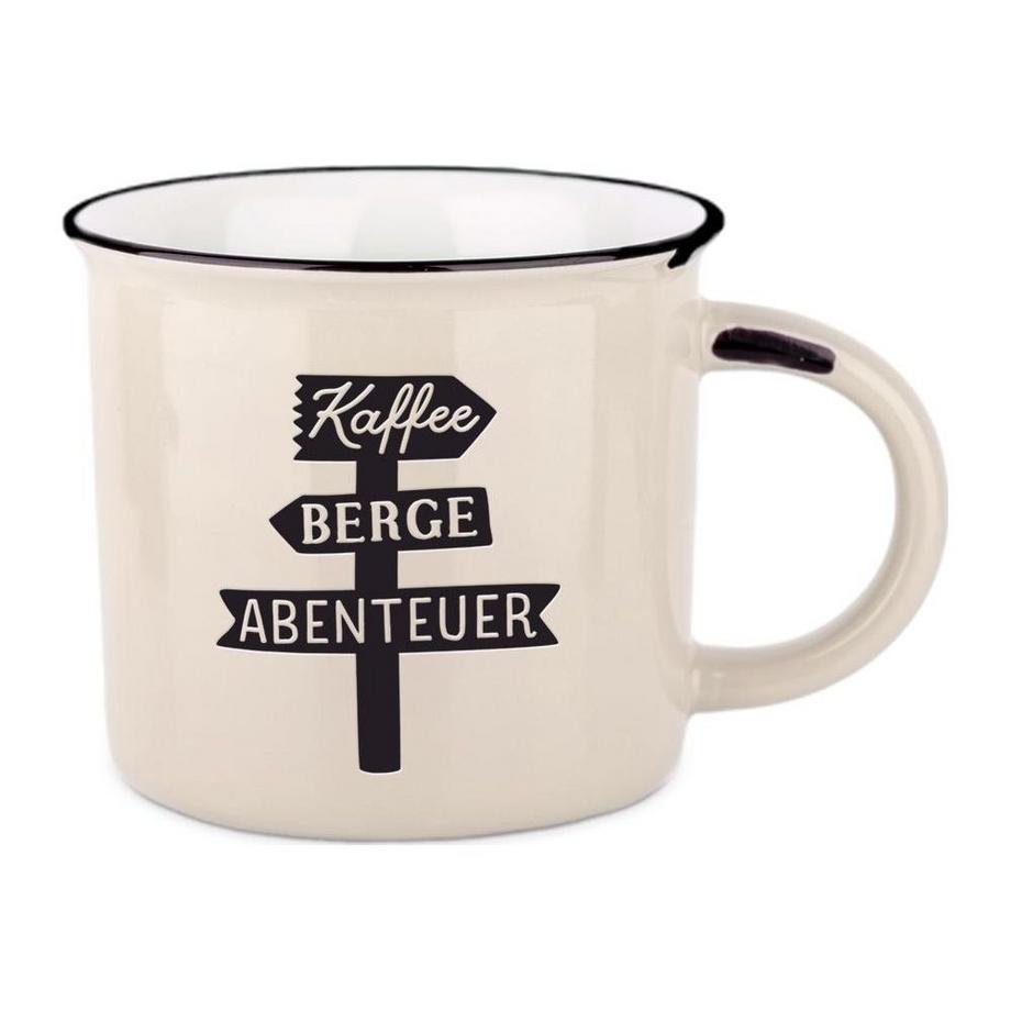 Atelier graphique Tasse vintage Bergglück, café, montagnes, aventure