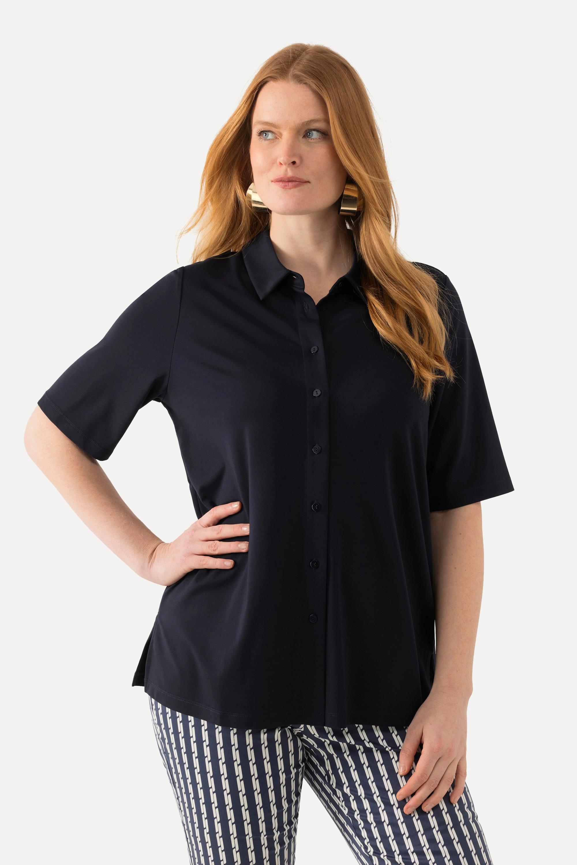 Ulla Popken  Camicia con colletto da camicia, abbottonatura e mezze maniche 