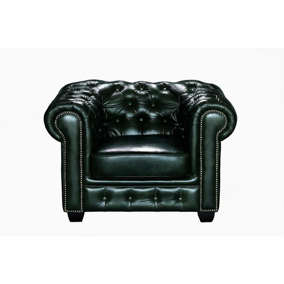 LINEA SOFA Chesterfield Garnitur 3+1 Büffelleder BRENTON  