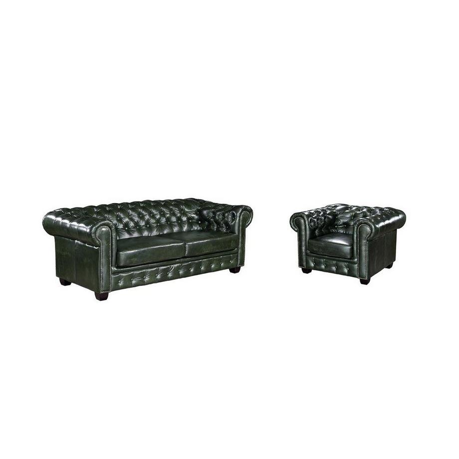 Canapé chesterfield 3+cuir de buffle empire