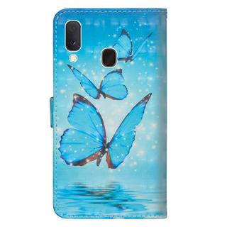 Cover-Discount  Galaxy A20e - Custodia in pelle effetto glitter farfalla blu 