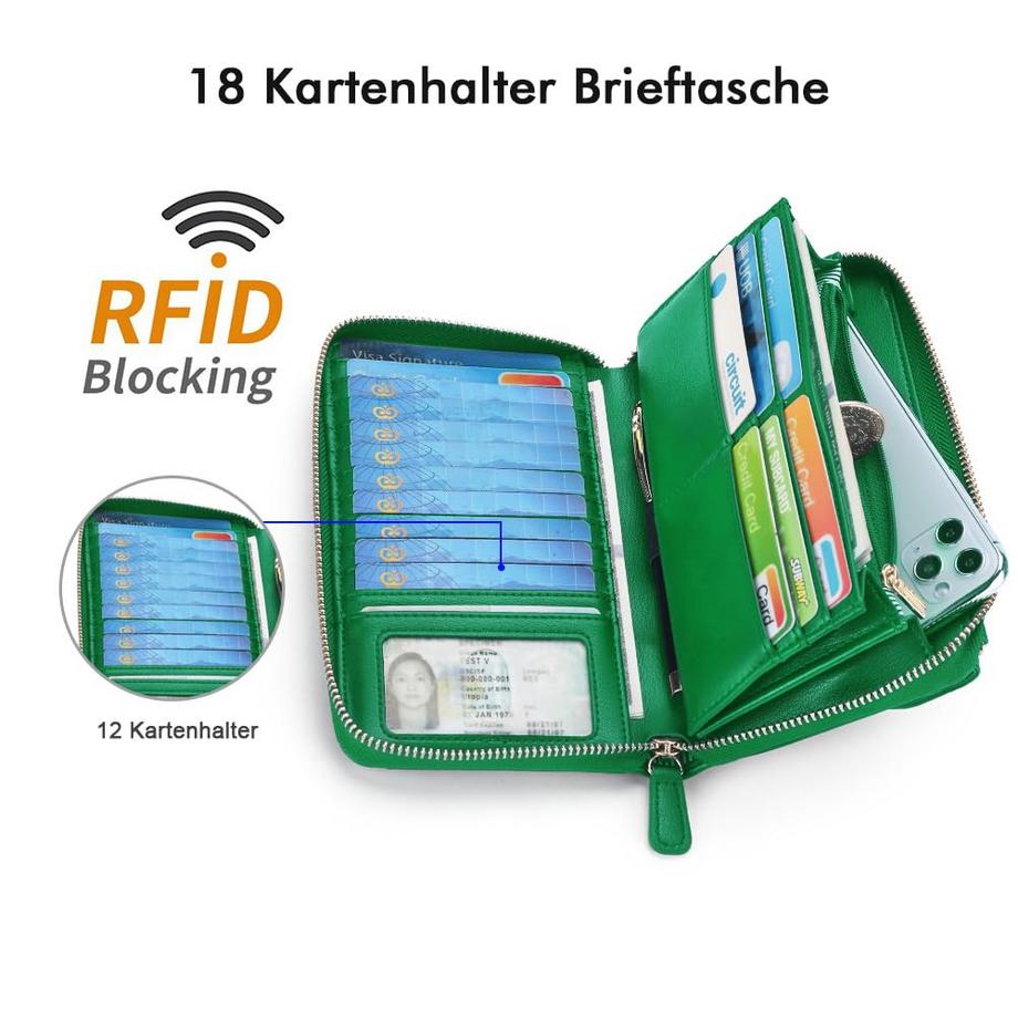 Only-bags.store Petit Portefeuille avec Fentes pour Cartes de Crédit Poche Téléphone Zippée et 2 Bretelles  