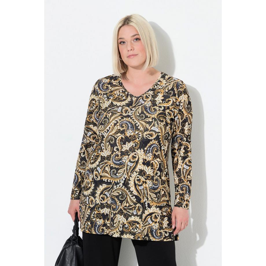 Ulla Popken Paisley A-Linie V-Ausschnitt Longshirt  