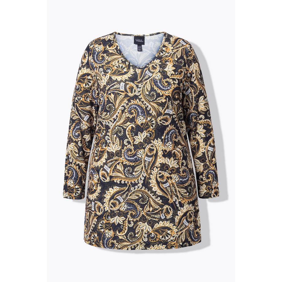Ulla Popken Paisley A-Linie V-Ausschnitt Longshirt  