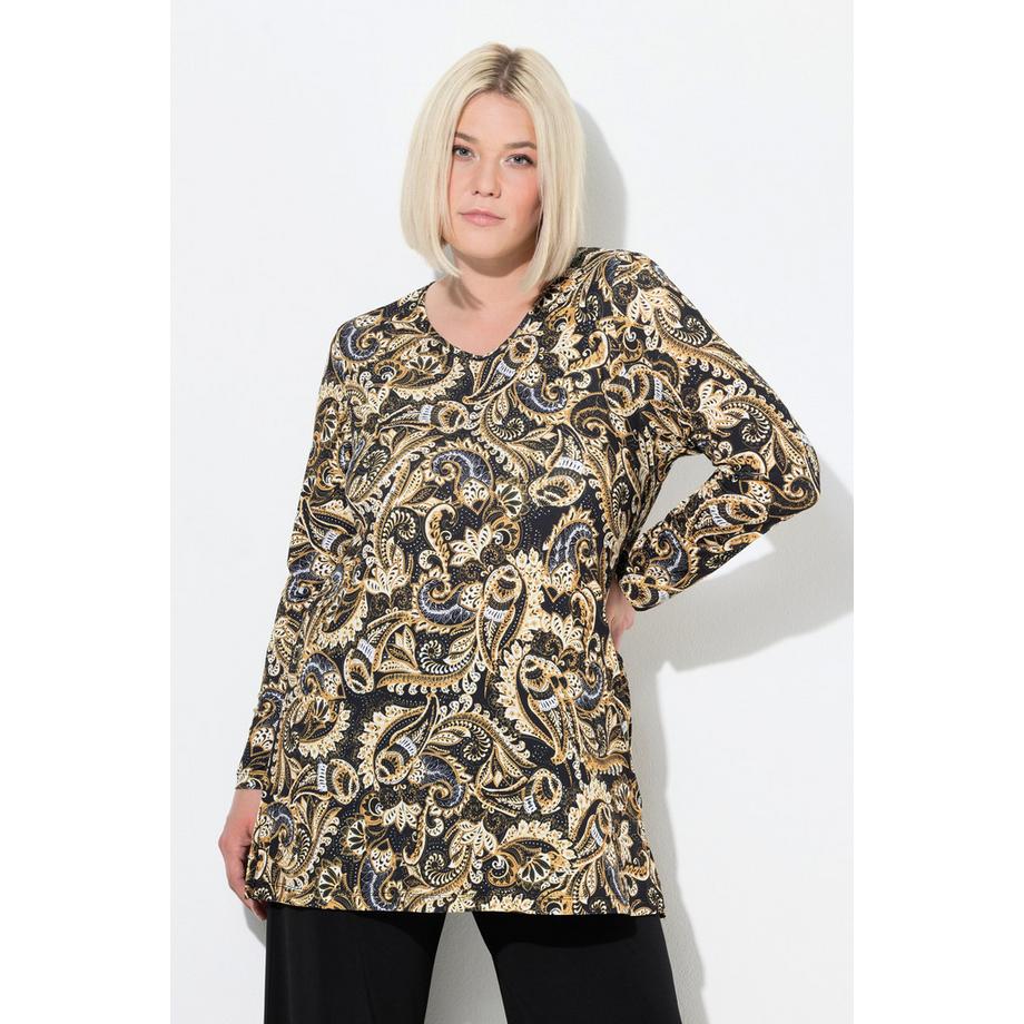 Ulla Popken Paisley A-Linie V-Ausschnitt Longshirt  
