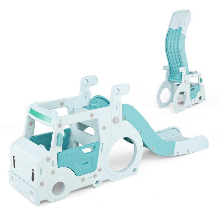 Northix  Kinder Rutsche 3 in 1 Kinderrutsche & Auto & Tunnel Lenkrad mit Hupe für Kinder ab 18 Monaten Blau 