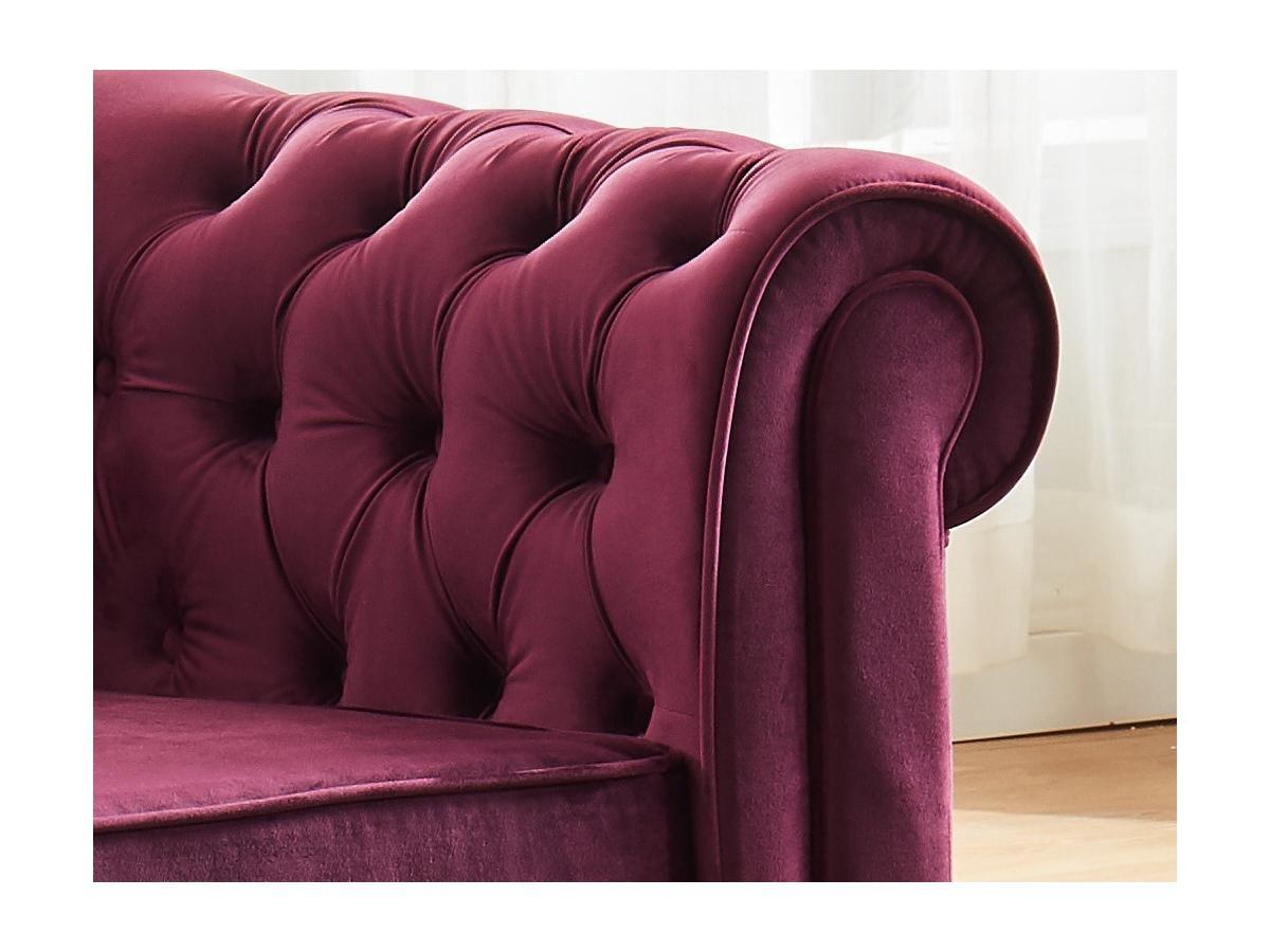 Vente-unique Sofa 3-Sitzer - Samt - Pflaumenfarben - CHESTERFIELD  