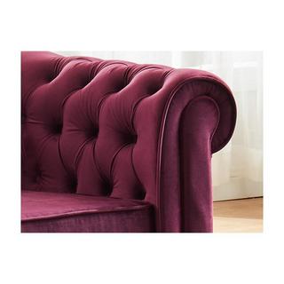 Vente-unique Sofa 3-Sitzer - Samt - Pflaumenfarben - CHESTERFIELD  