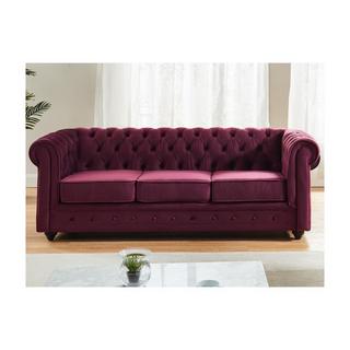 Vente-unique Sofa 3-Sitzer - Samt - Pflaumenfarben - CHESTERFIELD  