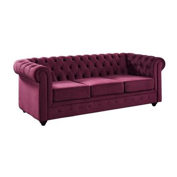 Sofa 3-Sitzer - Samt - Pflaumenfarben - CHESTERFIELD